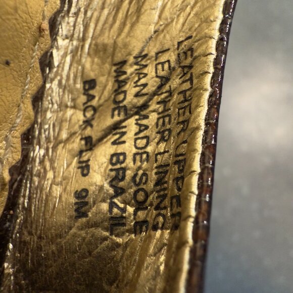 Gianni Bini Brown Crackled Leather Peep Toe Slingback Wedges – Size 9M - Picture 8 of 12